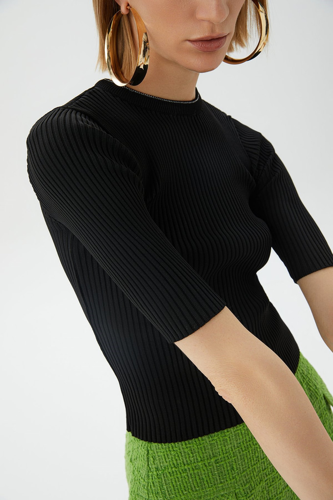 Fitilli Siyah Crop Top