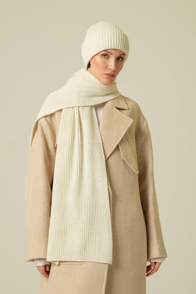 Fitilli Yün Ekru Atkı