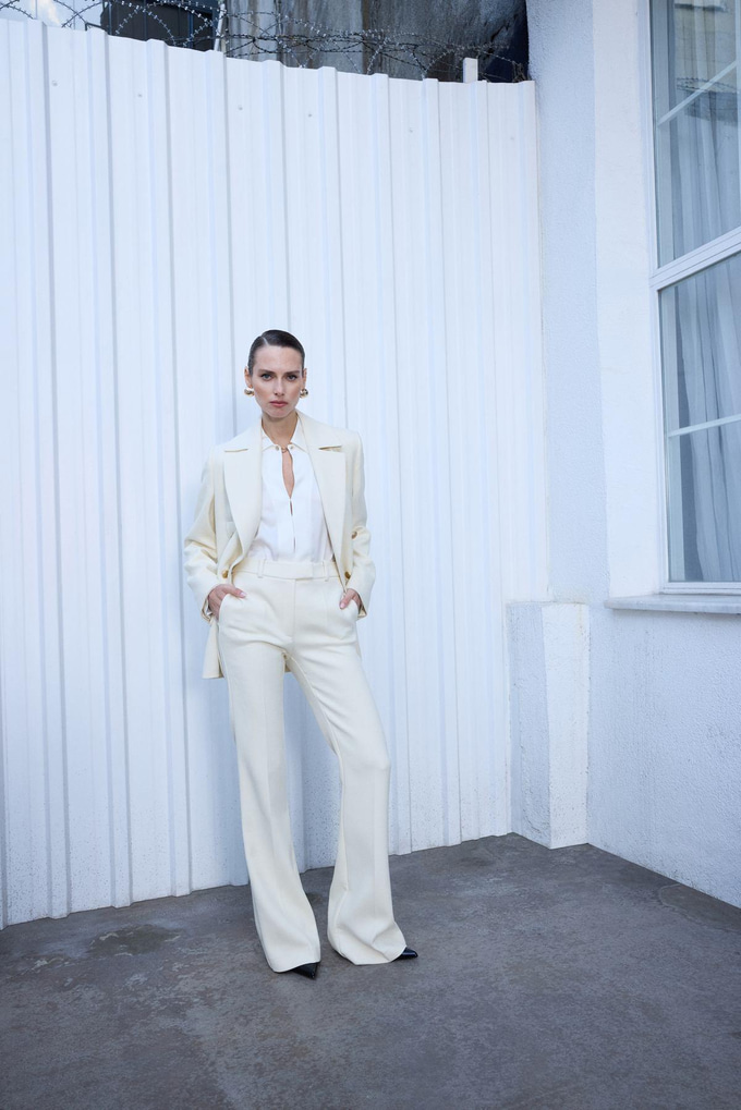 Geniş Paça Ekru Pantolon