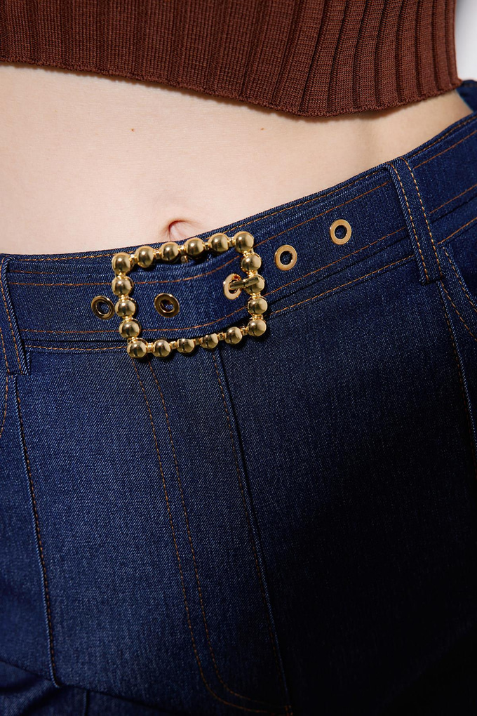 Gold Kemerli Lacivert Pantolon