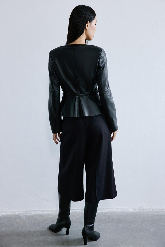 Hakiki Deri Sıfır Yaka Siyah Ceket