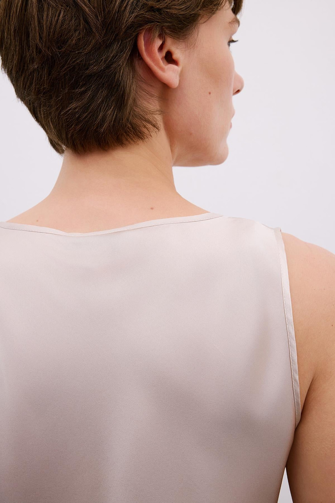 Thick Strap Square Neck Powder Blouse