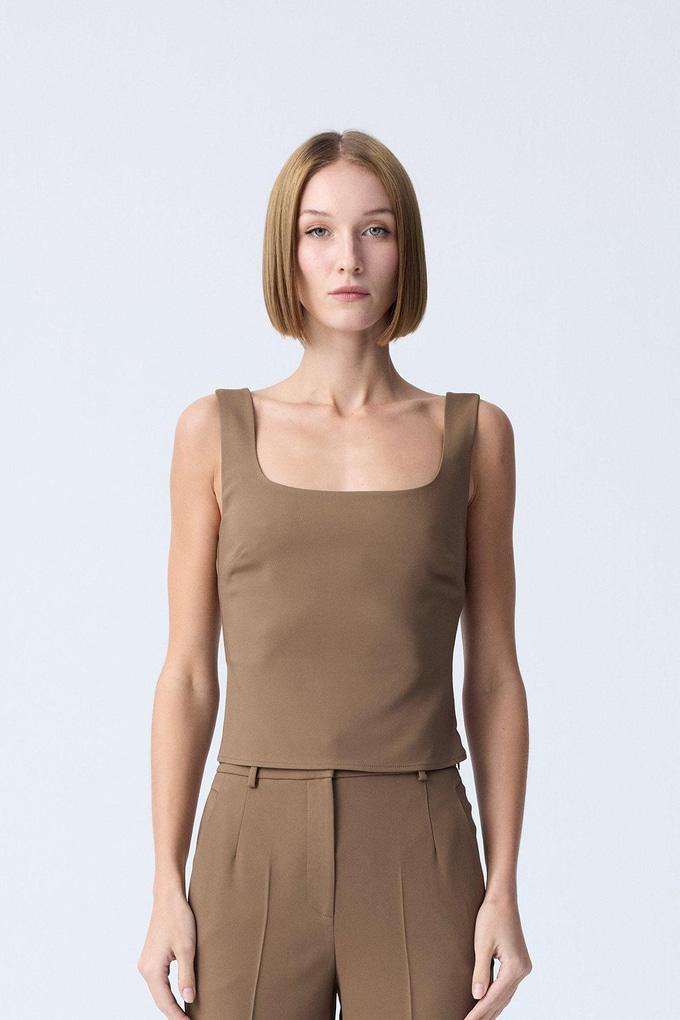 Kare Yaka Dokulu Vizon Bluz