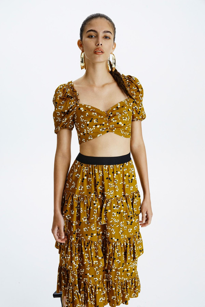 Printed Brown Crop Top