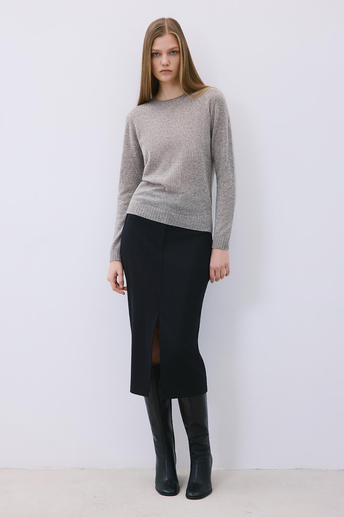 Taupe Cashmere Basic Knit Blouse