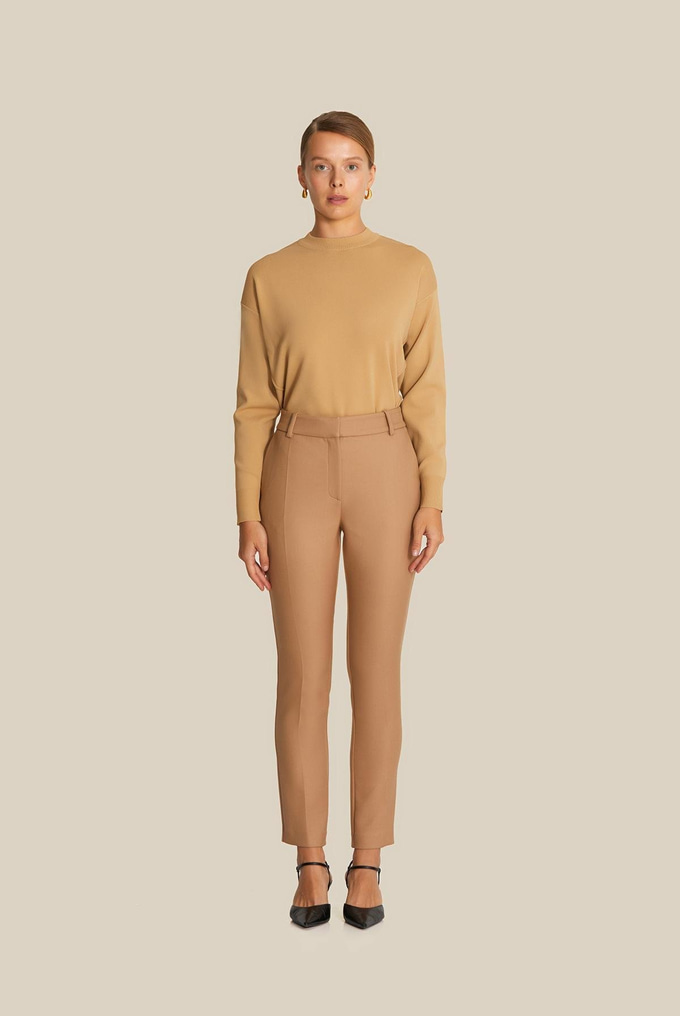 Classic Cut Camel Wool Trousers
