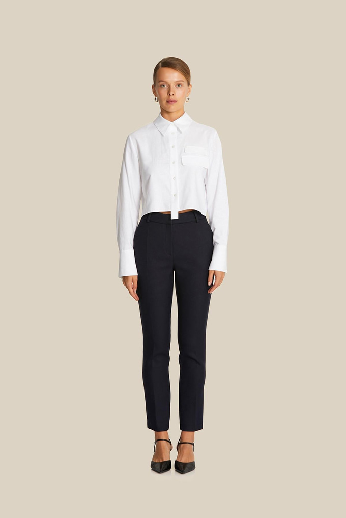 Klasik Kesim Lacivert Kaşe Pantolon