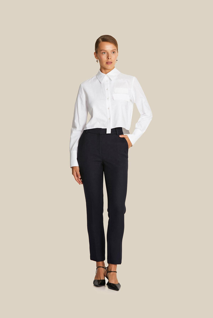 Klasik Kesim Lacivert Kaşe Pantolon