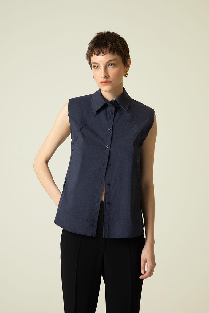 Navy Sleeveless Shirt