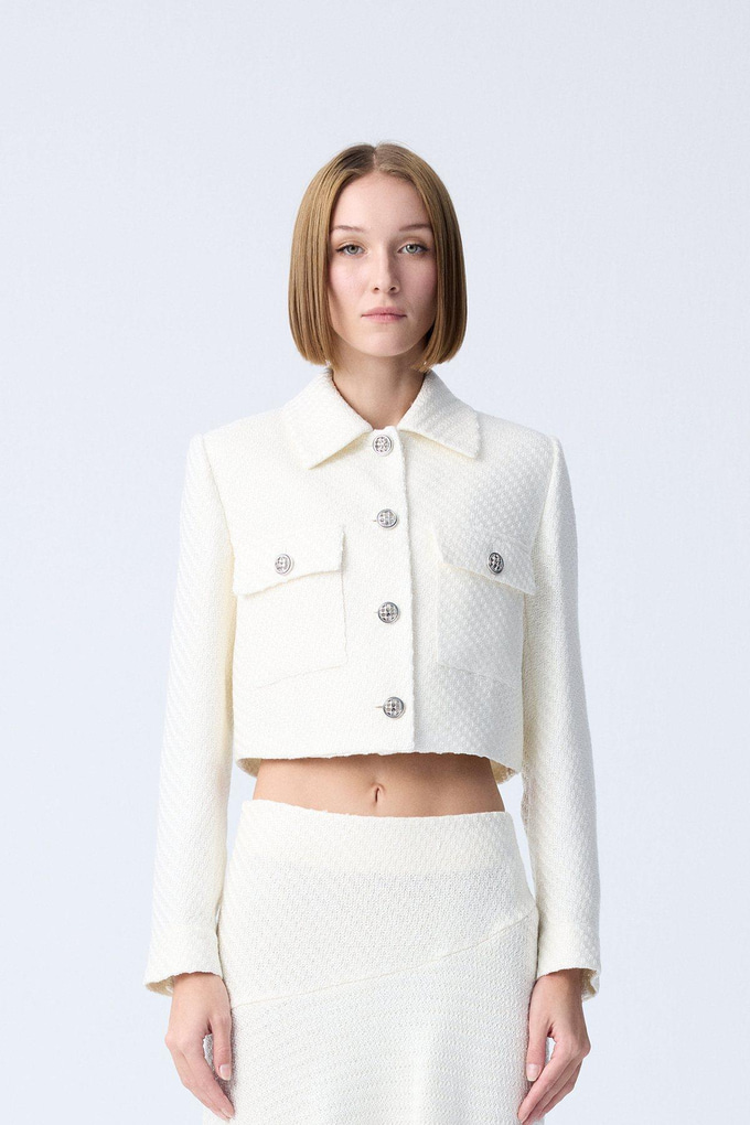 Metal Düğme Detaylı Ekru Ceket