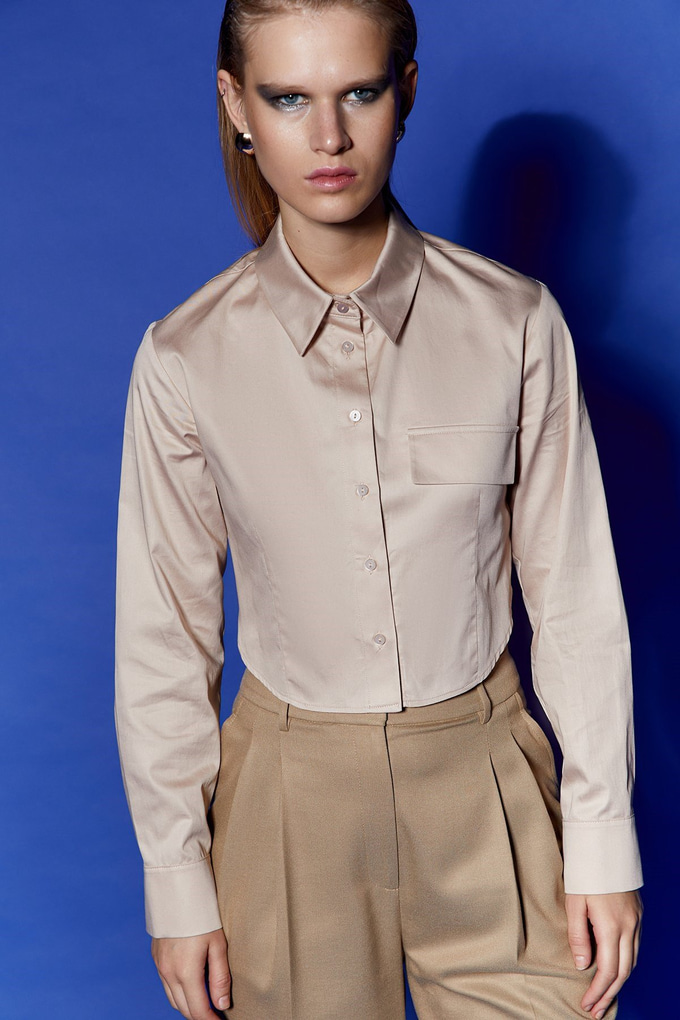 Poplin Beige Crop Shirt