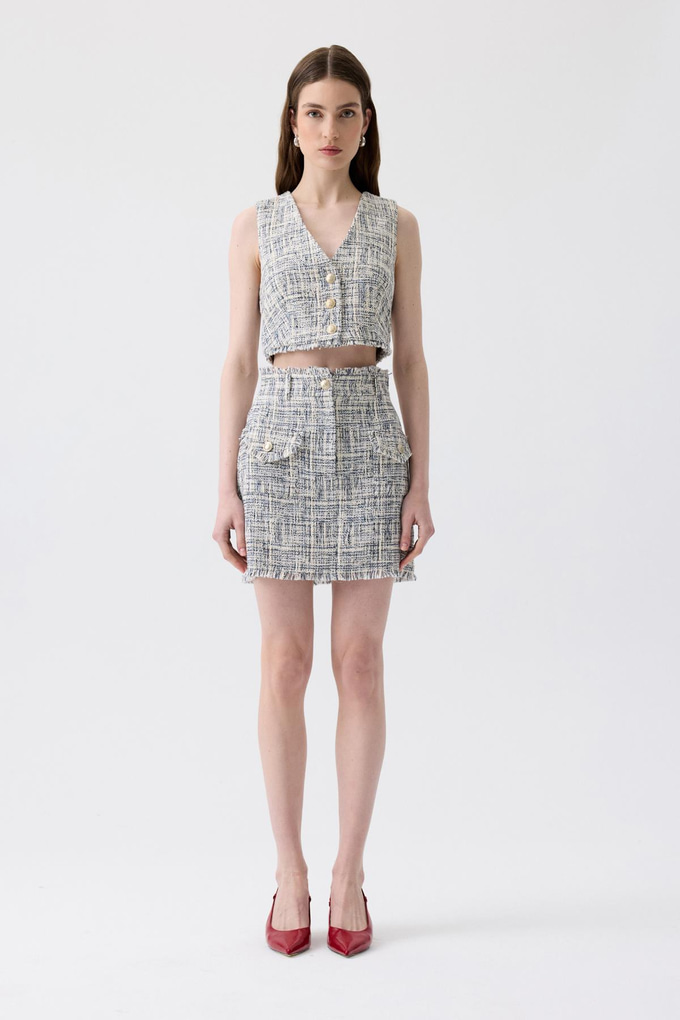 Püskül Detaylı Tüvit Lacivert Yelek