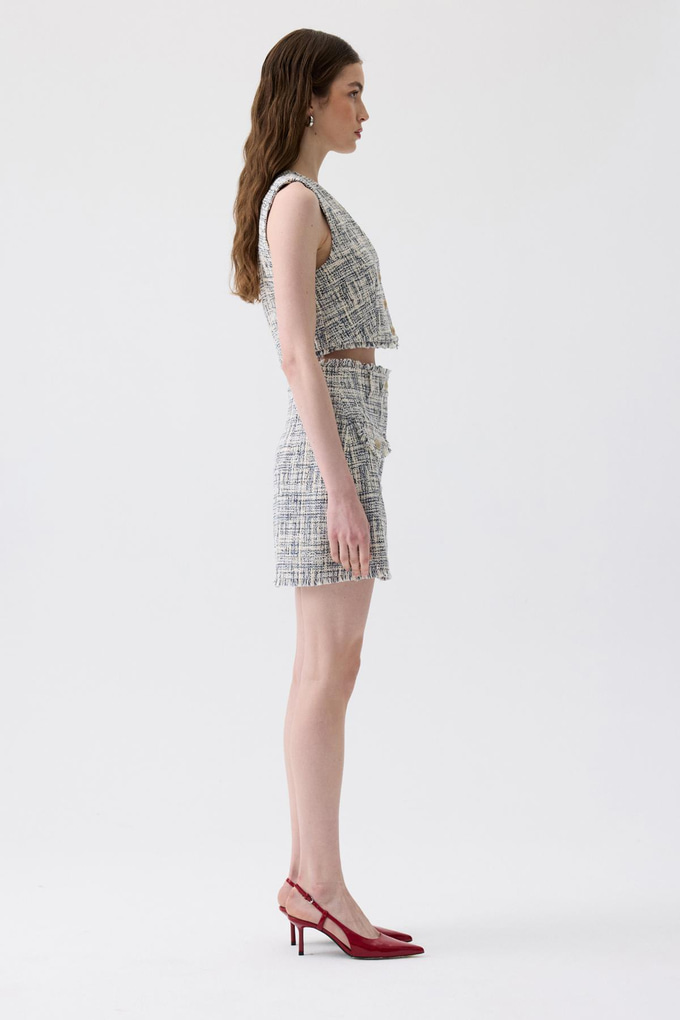 Püskül Detaylı Tüvit Lacivert Yelek