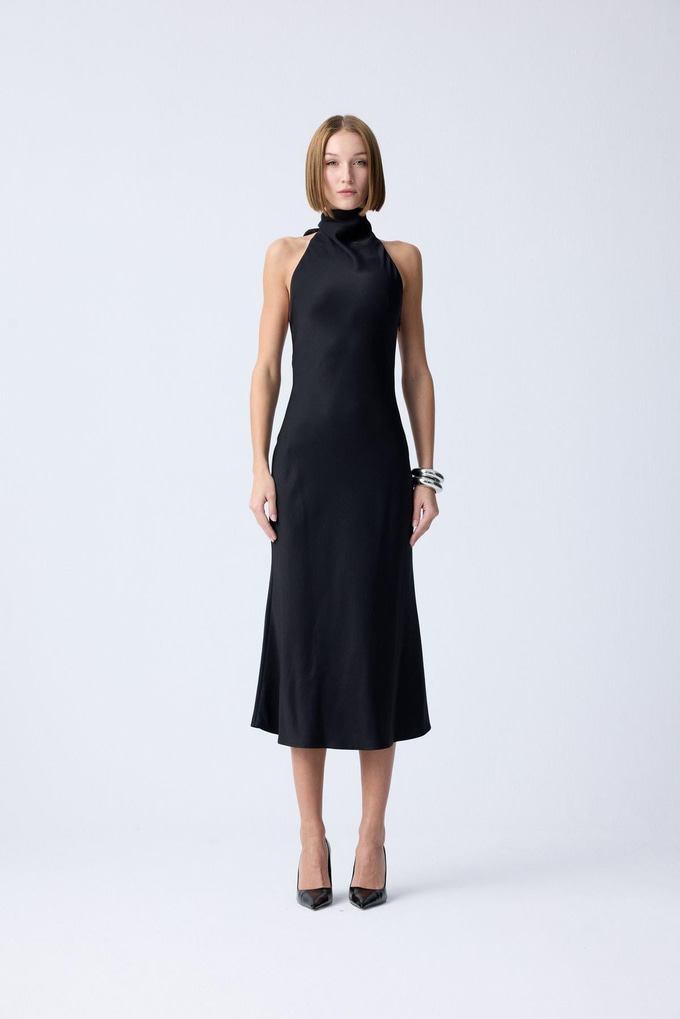 Back Cutout Black Elegant Dress