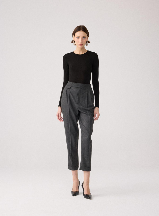 Open-Back Long-Sleeve Black Bodysuit