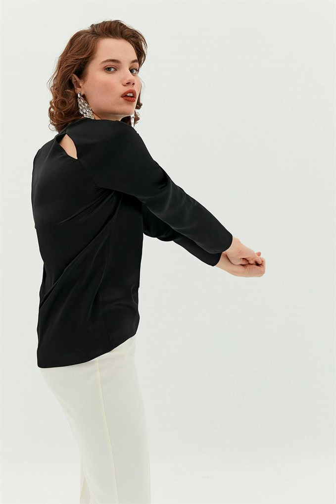Siyah Saten Bluz 