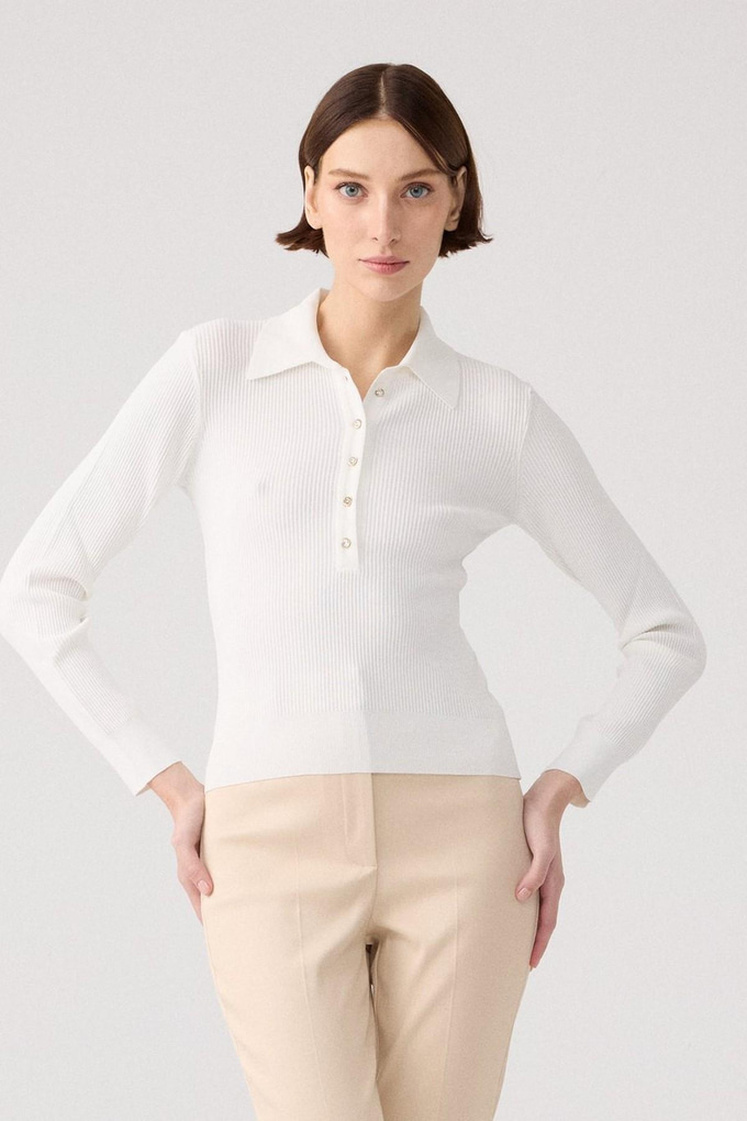 Stone Detail Ecru Blouse