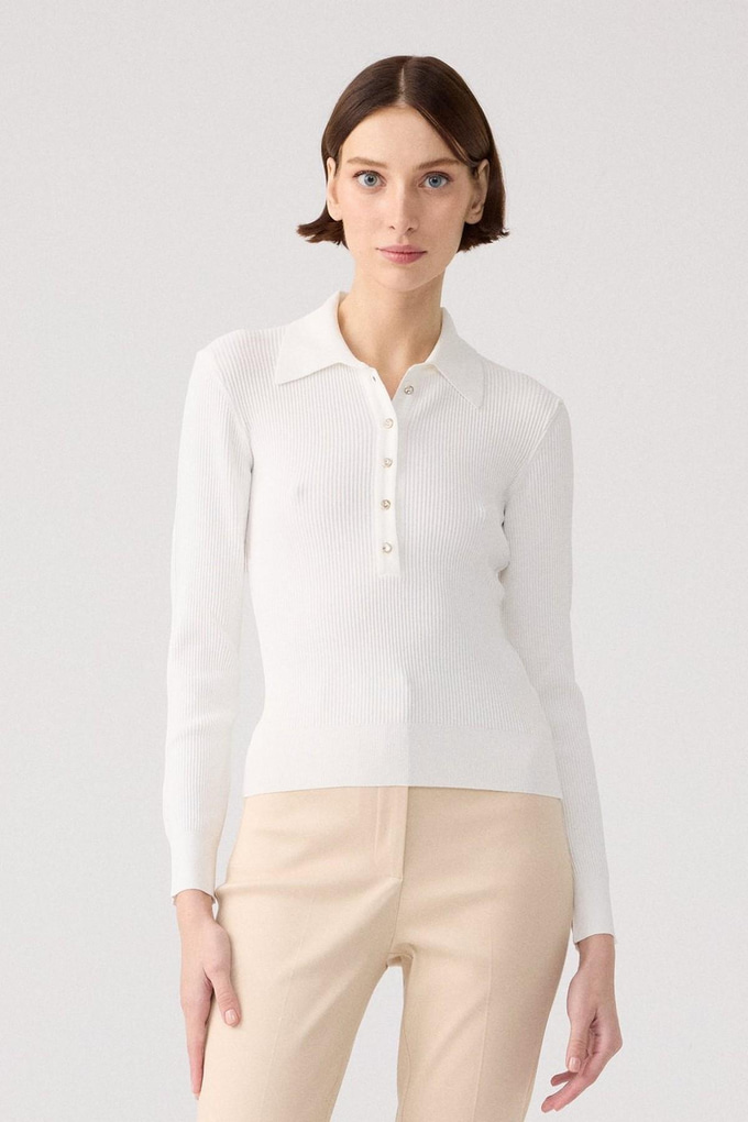 Stone Detail Ecru Blouse