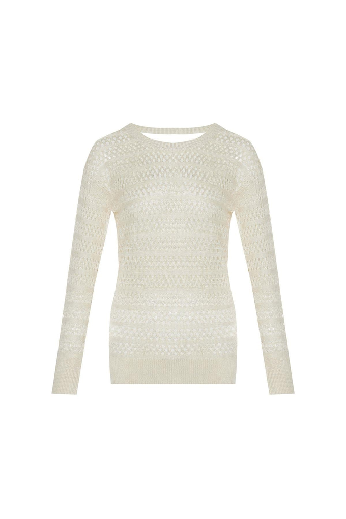 Transparan Ekru Triko Bluz