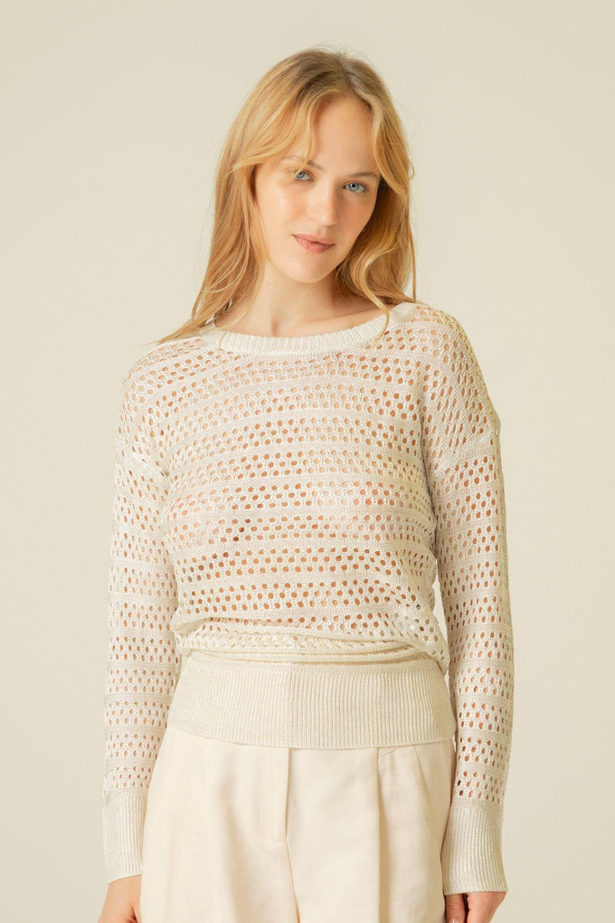 Transparent Ecru Knit Blouse