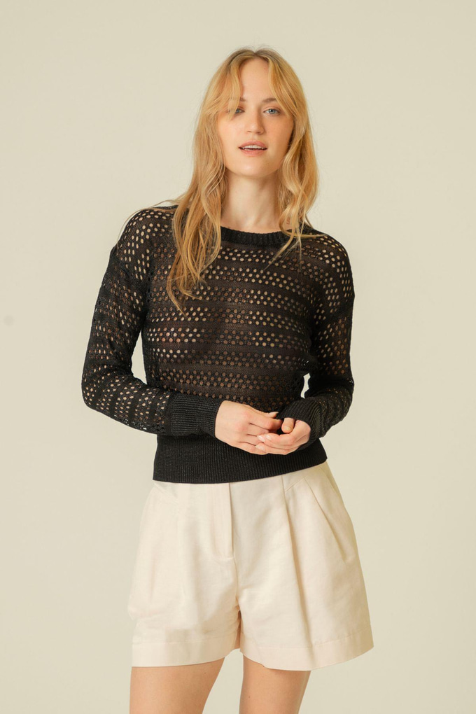 Transparent Black Knit Blouse