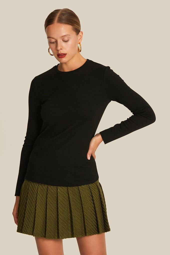Long Sleeve Basic Black Blouse