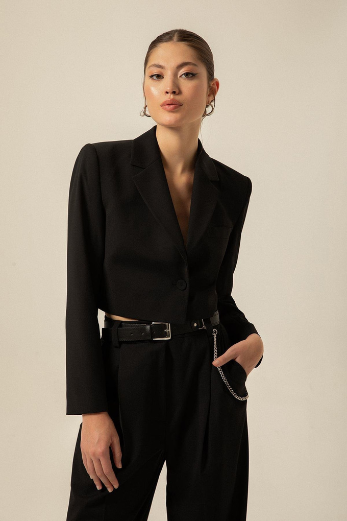 Long Sleeve Black Crop Jacket