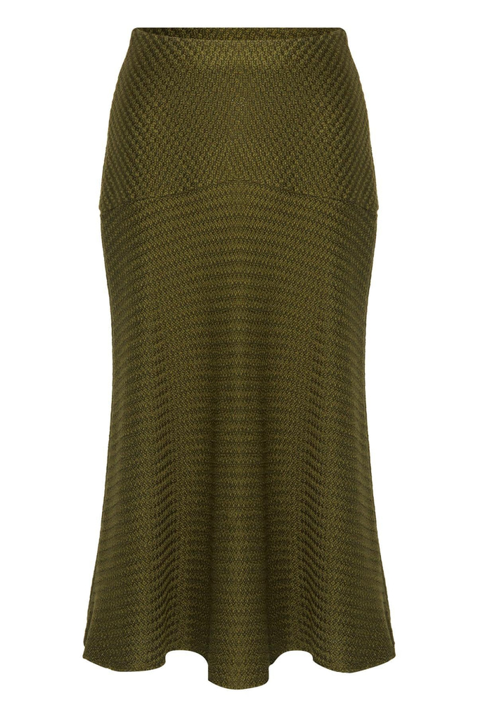 Volanlı Haki Midi Tüvit Etek