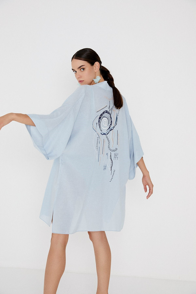 Yanları Yırtmaçlı Kimono