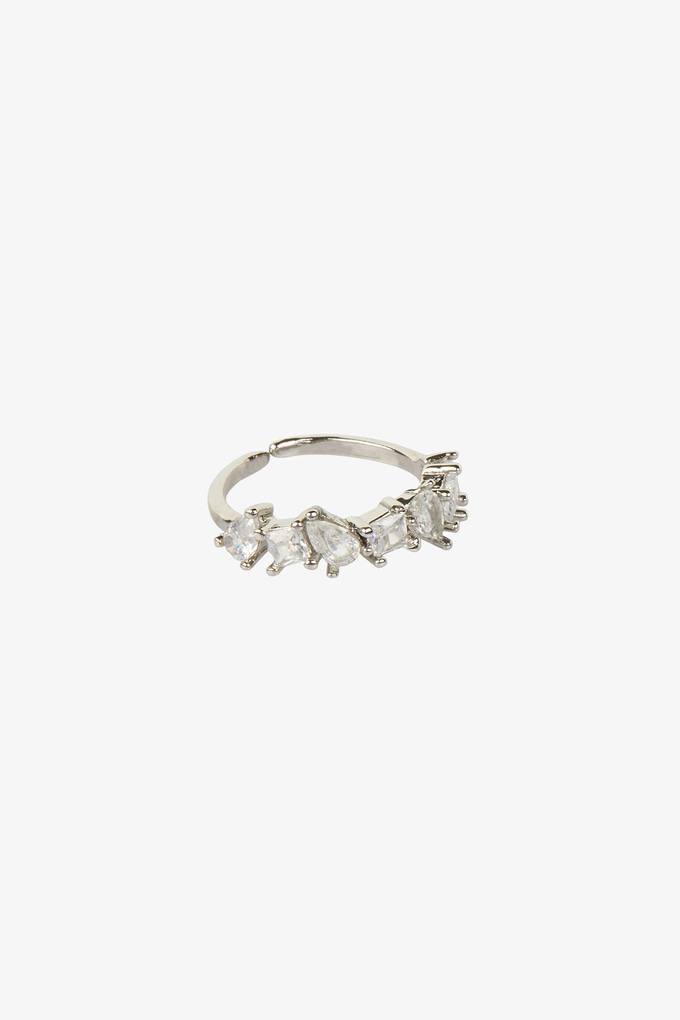 Half Eternity Stone Silver Ring  