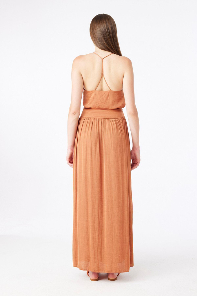 Slit Detailed Salmon Long Skirt