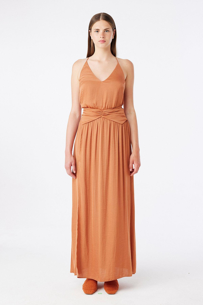 Slit Detailed Salmon Long Skirt