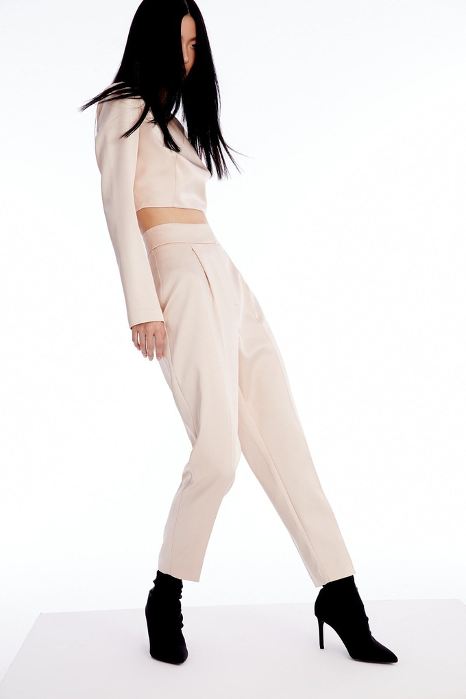 Yüksek Bel Pudra Pantolon