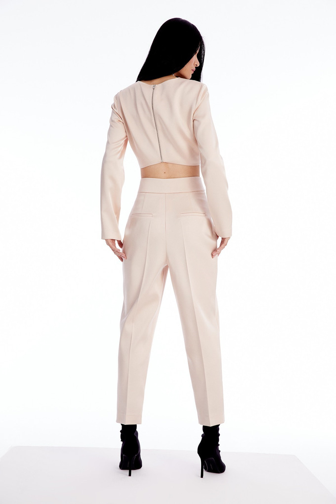 Yüksek Bel Pudra Pantolon