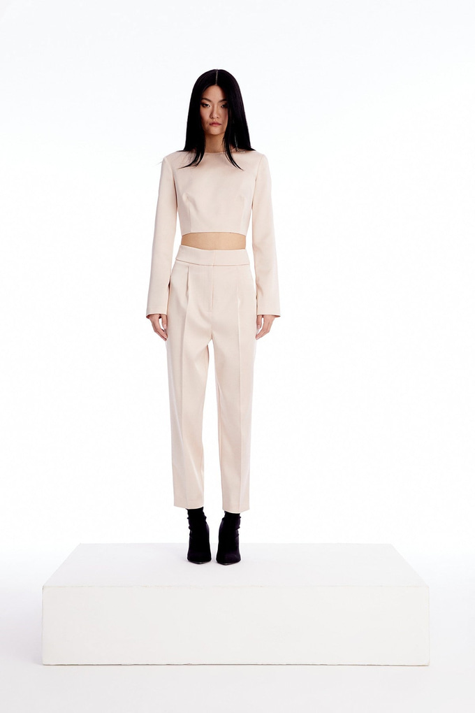Yüksek Bel Pudra Pantolon