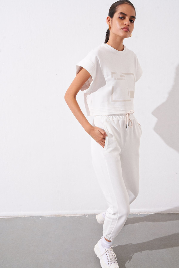  Ekru Jogger Fit Pantalon