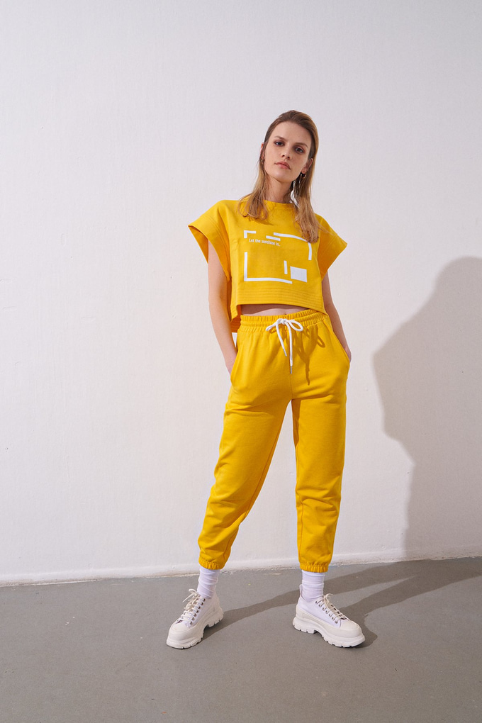  Sarı Jogger Fit Pantalon
