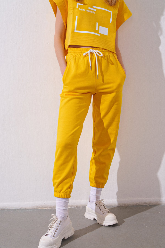  Sarı Jogger Fit Pantalon