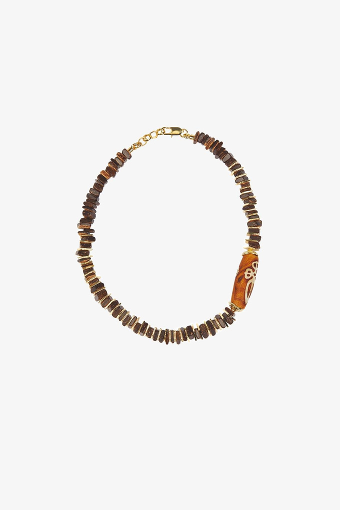 Wood Detailed Brown Necklace  