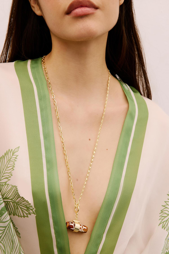 Agate Detailed Gold Necklace  