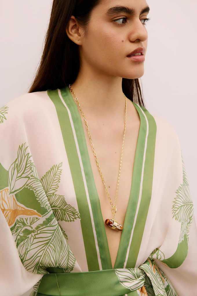 Agate Detailed Gold Necklace  