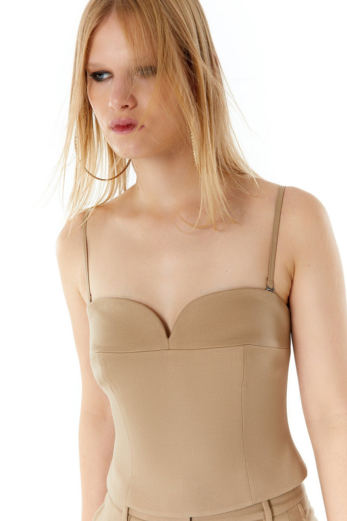 Askılı Camel Büstiyer Top