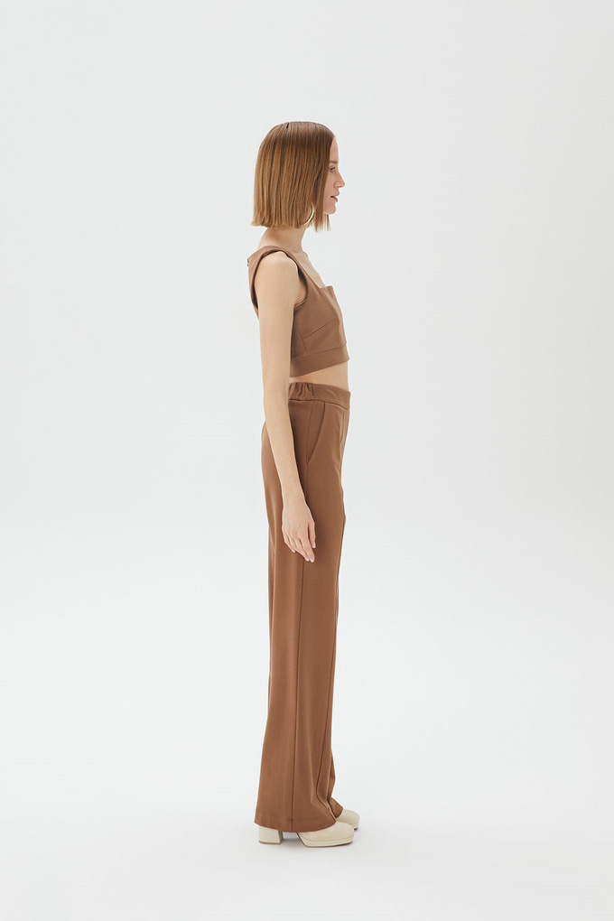 Askılı Camel Crop Top