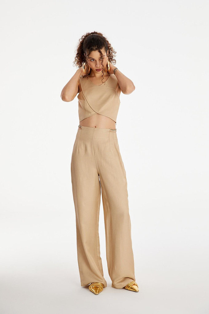 Askılı Crop Bej Büstiyer