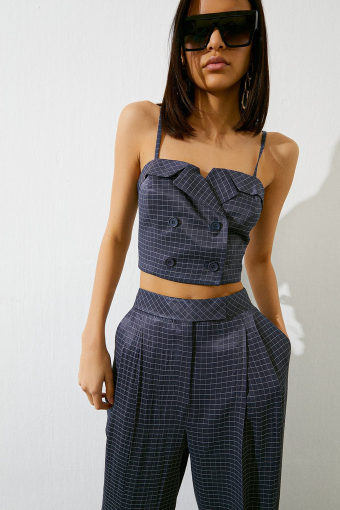 Askılı Kruvaze Crop Top