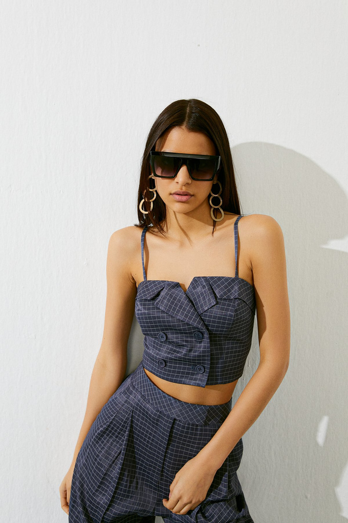 Askılı Kruvaze Crop Top