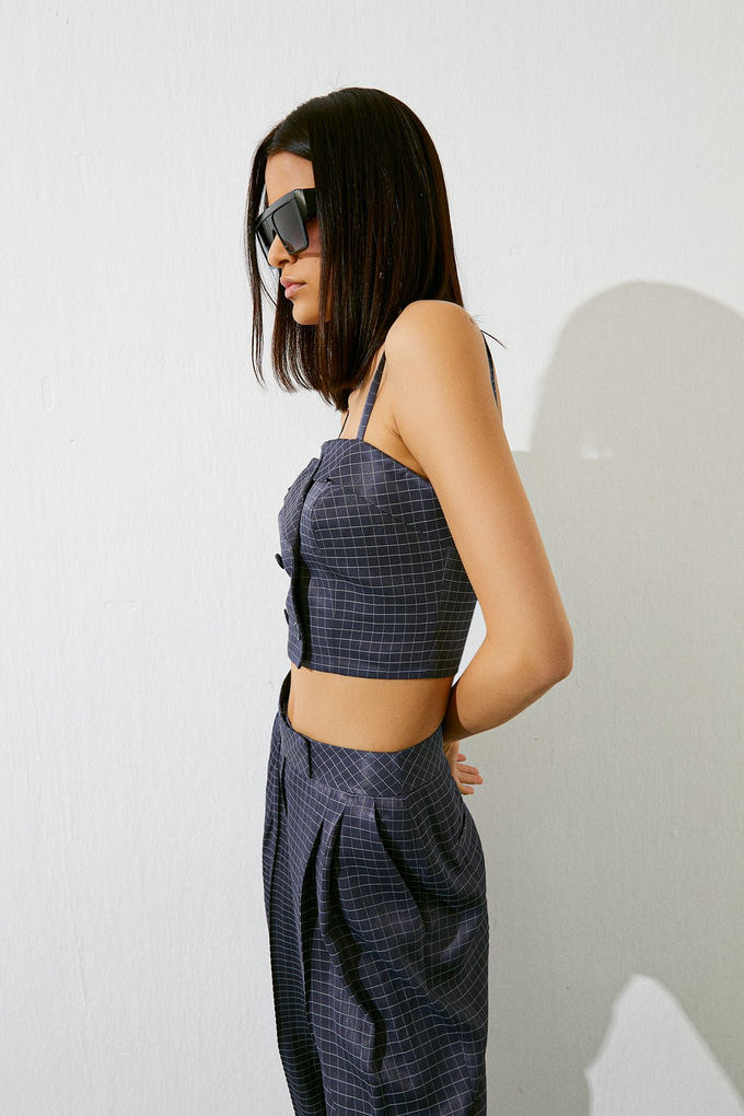 Askılı Kruvaze Crop Top