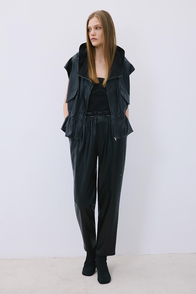 Black Faux Leather Relaxed Fit Pants