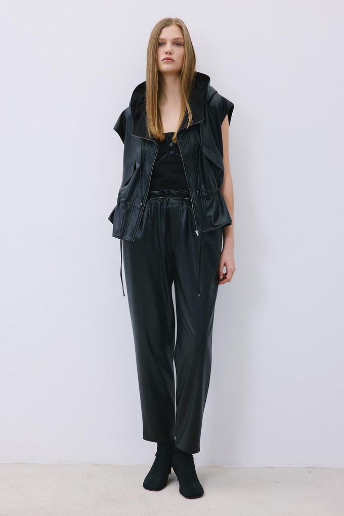 Black Faux Leather Relaxed Fit Pants