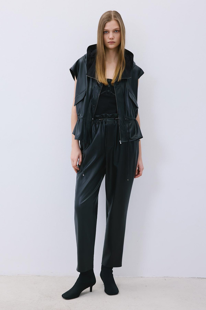 Black Faux Leather Relaxed Fit Pants